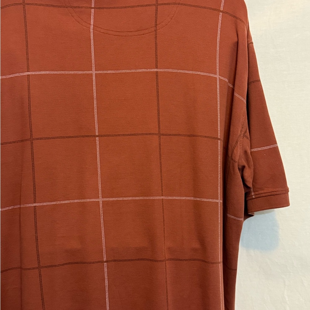 E-2 Men’s Austin Clothing Company Brown & Cream Short Sleeve Polo Shirt - Picture 12 of 15